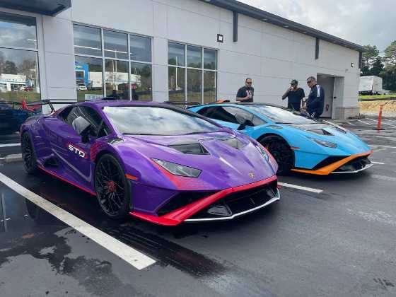 Exotic cars lined up at the monthly show